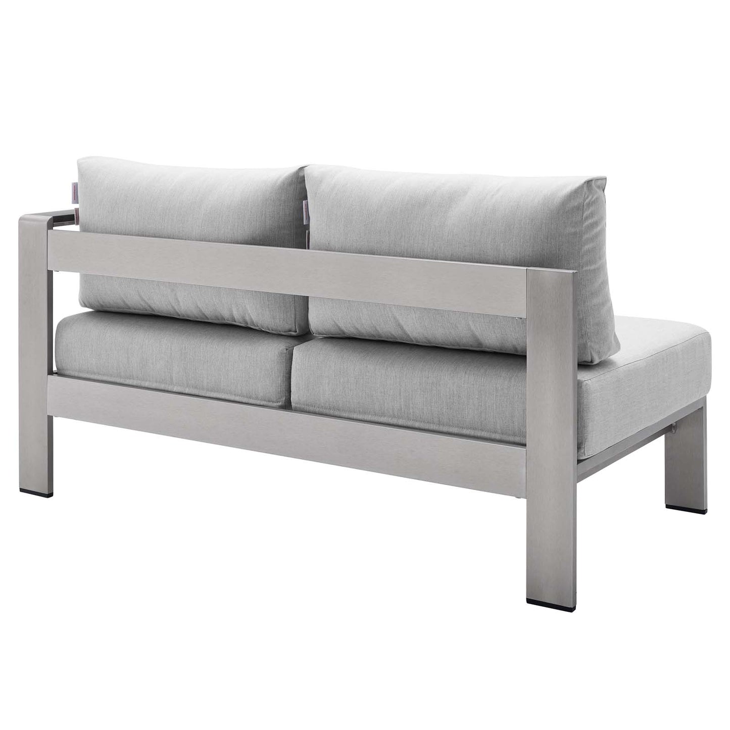 Modway Shore Sunbrella Fabric Outdoor Patio Aluminum 7 Piece Sectional Sofa Set in Silver Gray