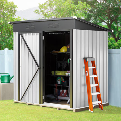 Dextrus 6x4 FT Outdoor Storage Shed, Large Metal Tool Sheds, Heavy Duty Storage House with Lockable Doors & Air Vent for Backyard Patio Lawn