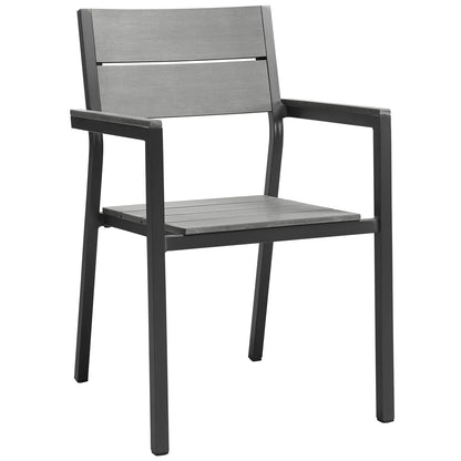Modway Maine 7 Piece Outdoor Patio Dining Set in White Light Gray
