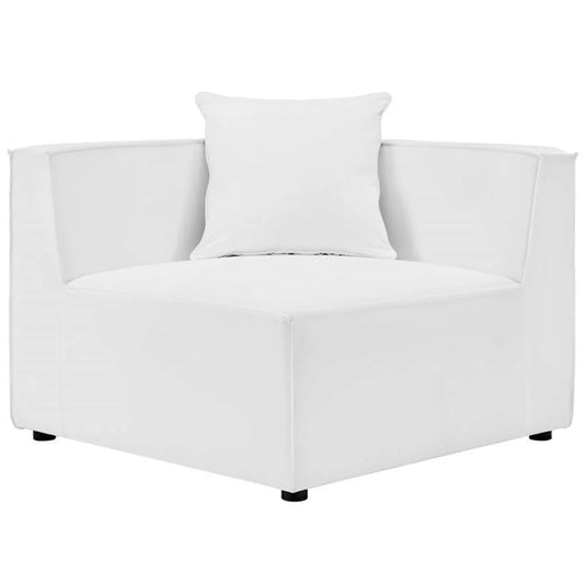 Pemberly Row Fabric Upholstered Outdoor Patio Loveseat in White