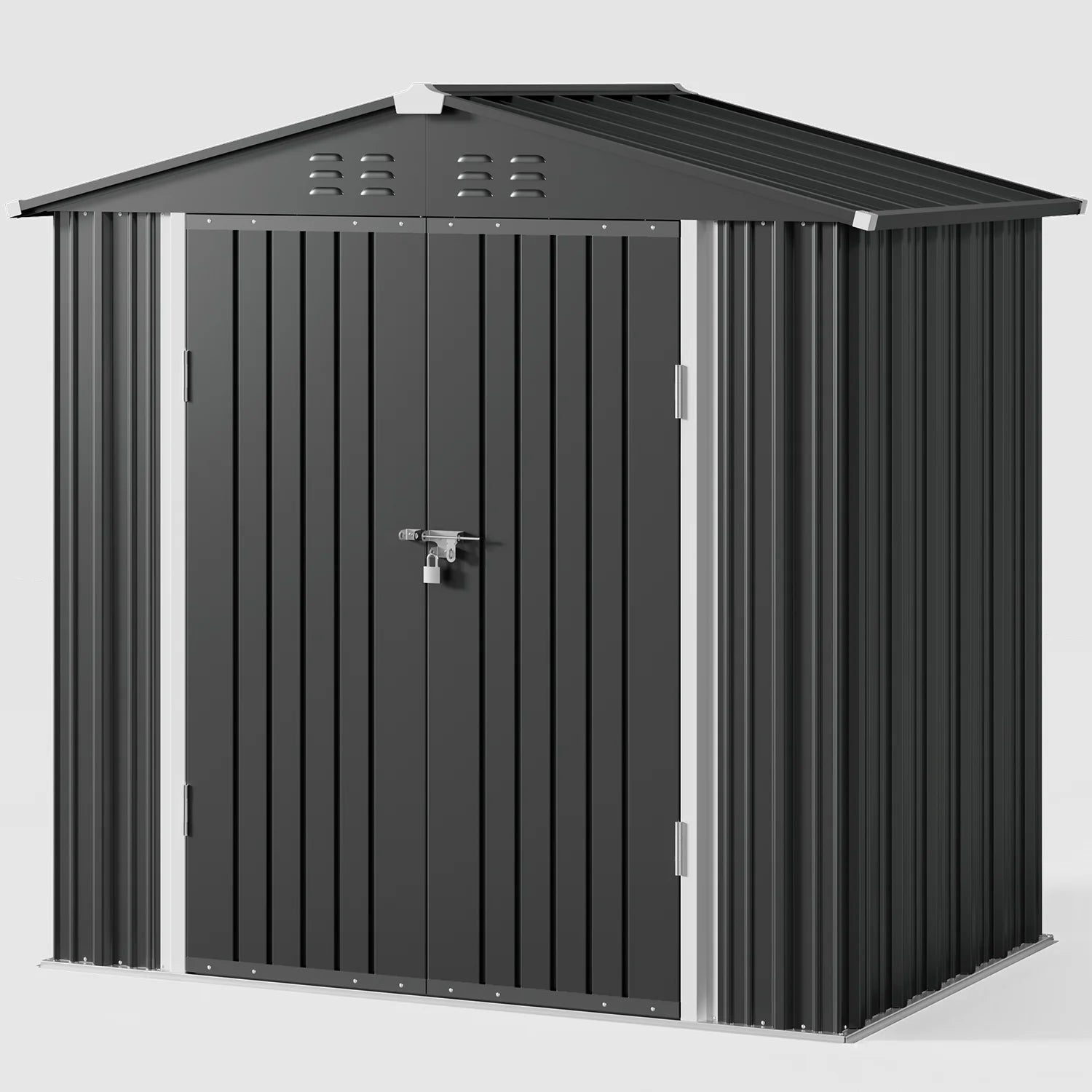 Lofka 6 x 4ft Shed and Outdoor Storage , Durable Metal Garden Shed with Lockable Door, Weather-Resistant Steel Tool Shed for Backyard, Patio, Grey