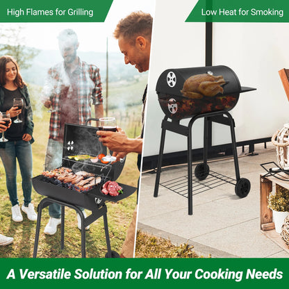 Zimtown BBQ Charcoal Grill Outdoor Barbecue Pit Smoker Grill Patio Backyard,Iron,Black