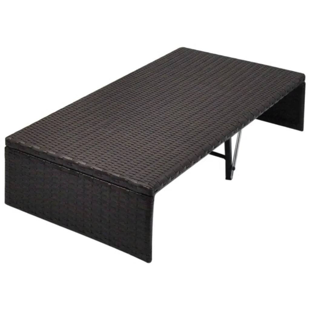 vidaXL Patio Bed Outdoor Patio Double Chaise Lounge with Canopy Poly Rattan