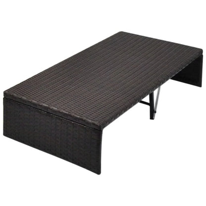 vidaXL Patio Bed Outdoor Patio Double Chaise Lounge with Canopy Poly Rattan