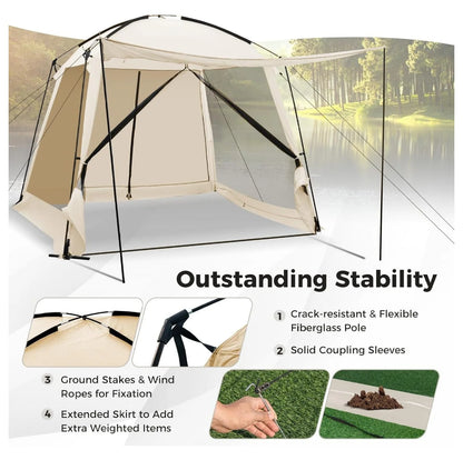 10x10 Screen Tent, Portable Screen House for Camping & Patios - Easy Setup Canopy with Mesh Walls, 2 Doors & Carry Bag Beige