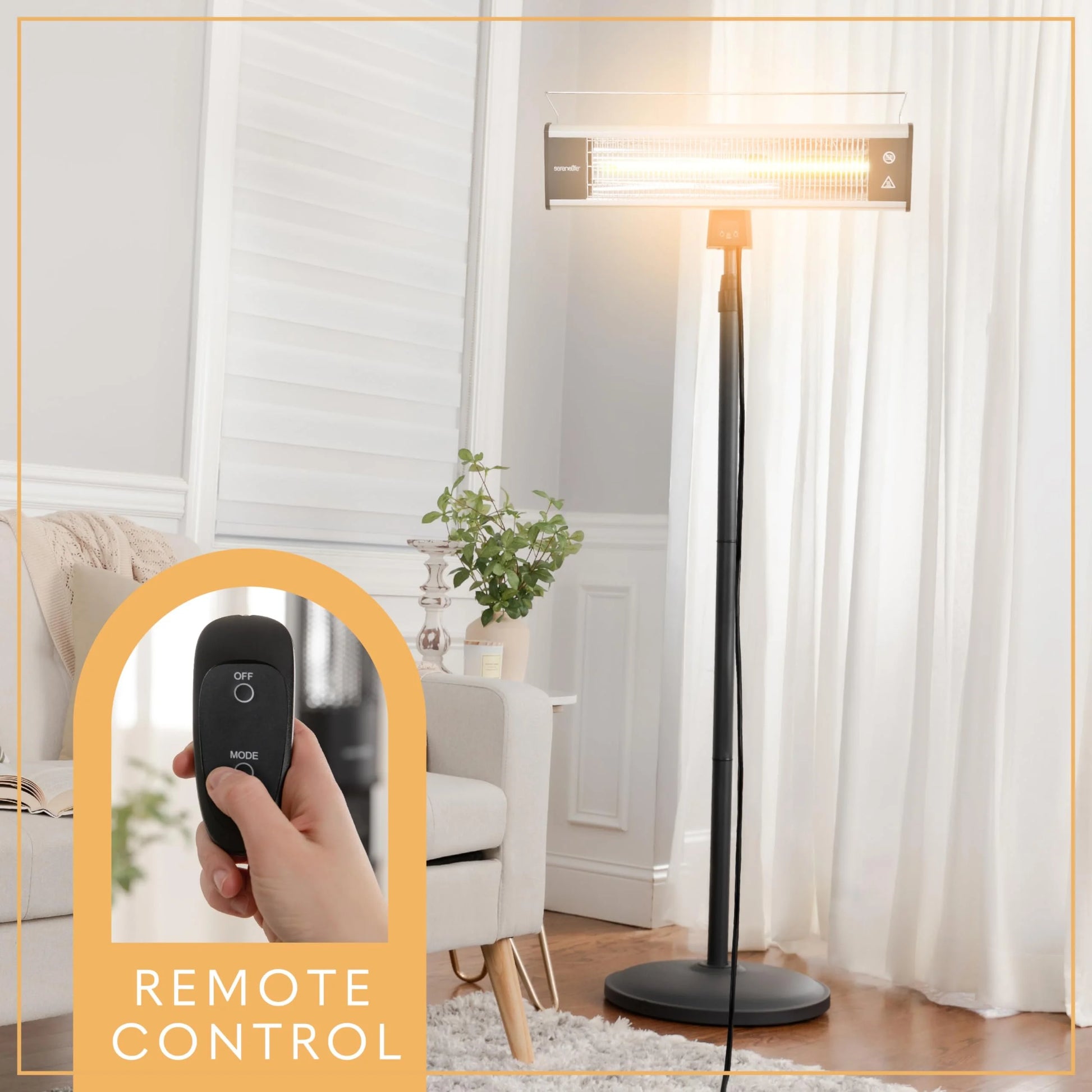 SereneLife Infrared Patio Heater, Electric Patio Heater for Indoor/Outdoor Use, (Black)