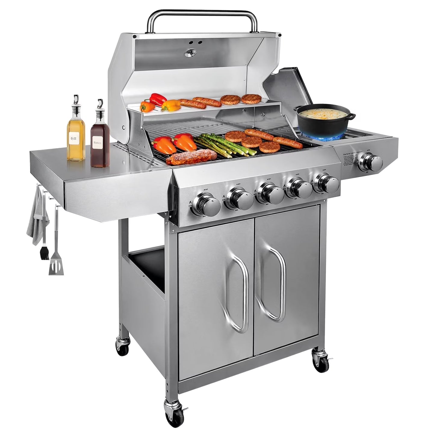 Bestfire 20" Tabletop Gas Grill 2 Burners, 20,000 BTUs Stainless Steel Portable Propane Grill with Legs for Outdoor Patio Backyard Camping, Tailgating, and RV Trips
