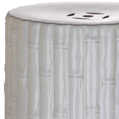 Safavieh Bamboo Texture Indoor/Outdoor Garden Patio Stool, White