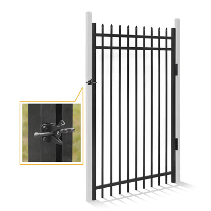Fencer Wire Heavy Duty Pinnacle Fence Gate, 6FT Height x 4FT Width Outdoor Fence Gate, Outdoor Anti-Rust Metal Steel Gate for Fencing Barrier, Decorative Garden Gate for Residential, Yard, Pool,Patio
