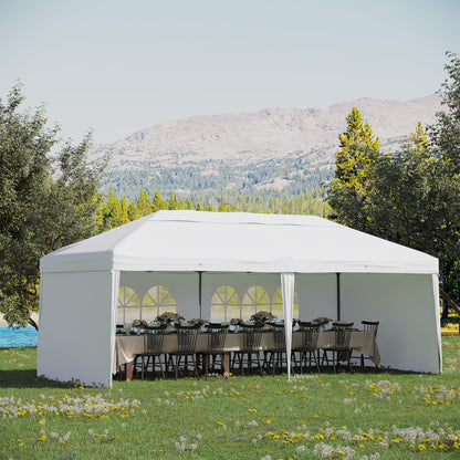 Outsunny 10' x 20' Pop Up Canopy Tent with 4 Sidewalls, Heavy Duty Tents for Parties, Outdoor Instant Gazebo with Carry Bag, for Outdoor, Garden, Patio, Blue
