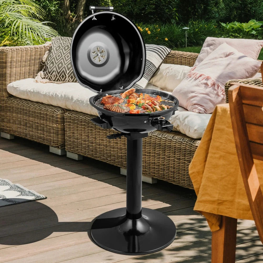 Topcobe 1600W Electric BBQ Grill with Removable Non-Stick Warming Rack, Cooking Space for Backyard, Patio and Parties