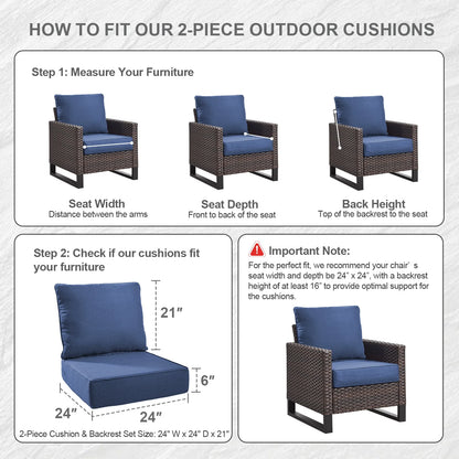 Bellefurn Outdoor Deep Seat Cushion 24 X 24 X 6 inch for Patio Furniture,Outdoor Chair Cushions Waterproof & Fade Resistant Patio Furniture Cushions for Wicker Chair, Sofa, Couch