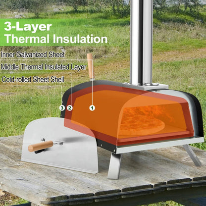 Topcobe Portable Multi-Fuel Pizza Oven with Pizza Stone and Pizza Peel, Cooking Space for Backyard, Patio and Parties