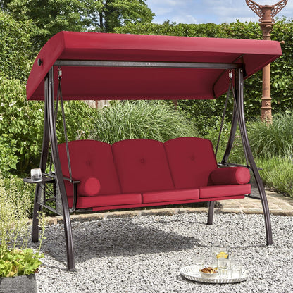 Homrest 3 Person Patio Outdoor Porch Swing with Adjustable Canopy, Backrest, Swing Bed with Stand for Garden,Deck