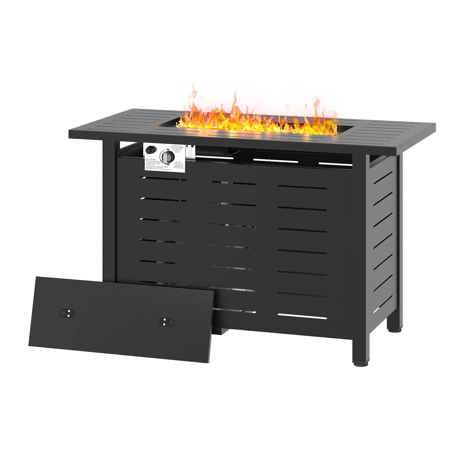 Sunmthink 44" Propane Fire Pit Table, 50,000 BTU Auto Ignition Steel Gas Fire Pit with Removable Lid & Waterproof Cover for Patio, Backyard, Black