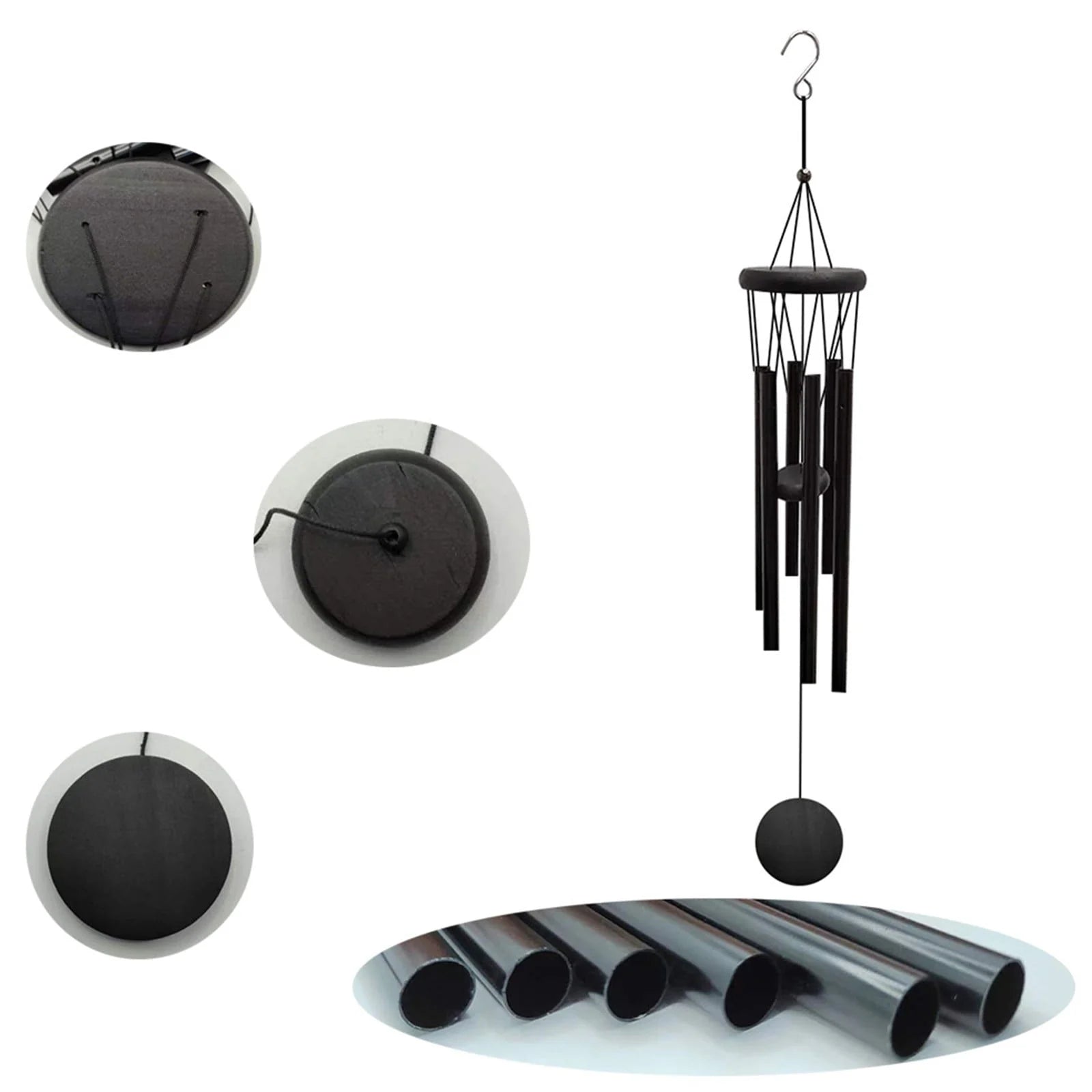 Wind Chimes Outdoor Deep Tone, Wind Chime Outdoor Sympathy Wind-Chime With 6 , Elegant Chime For Garden Patio Black Windchimes