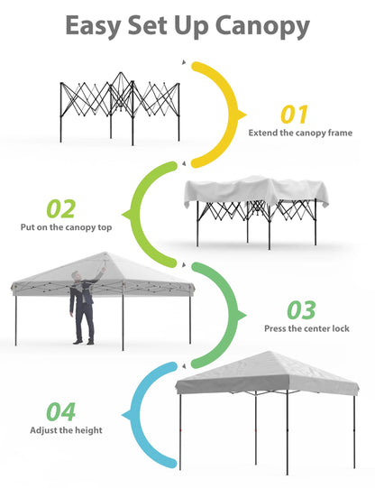 Danolapsi 10x10 Ft Pop Up Canopy Tent Easy One Person Set-up,Easy Outdoor Sun Shade,Instant Portable Shelter with 4 Stakes,4 Ropes,4 Sandbags for Patio, Outdoor Activities