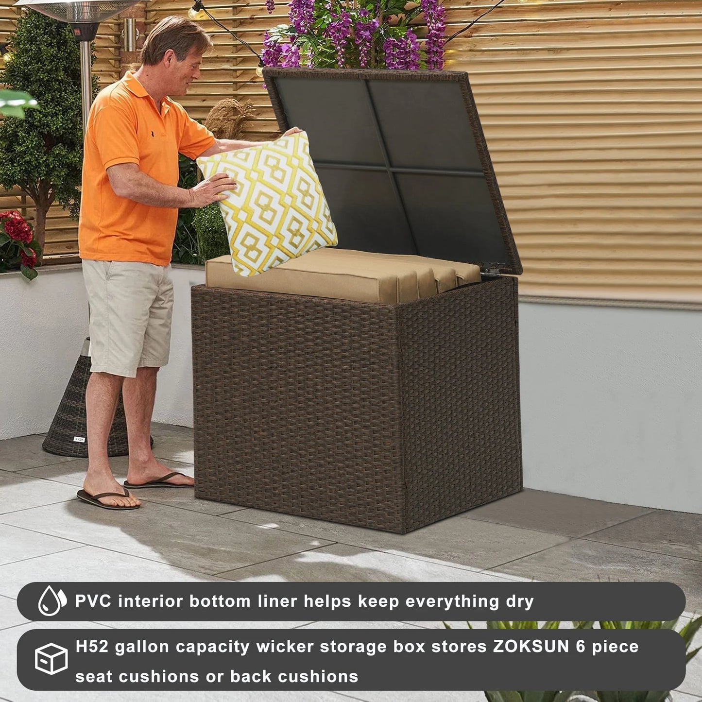 Superjoe 10 Pcs Patio Wicker Furniture Set Aluminum Frame Outdoor Sectional Conversation Sofa with Storage Box and Coffee Table,Beige