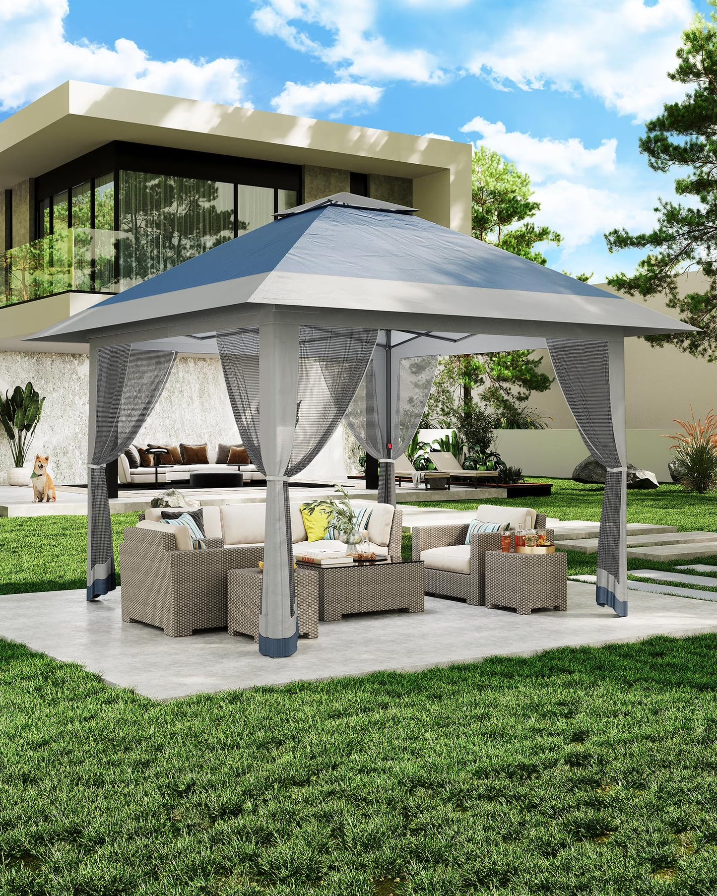 Accreate 13' X 13' Outdoor Patio Gazebo,Outdoor Canopy Tent with Mosquito Netting,Backyard Tent for Party, Wedding, Outdoor Dining, Patio, Backyard