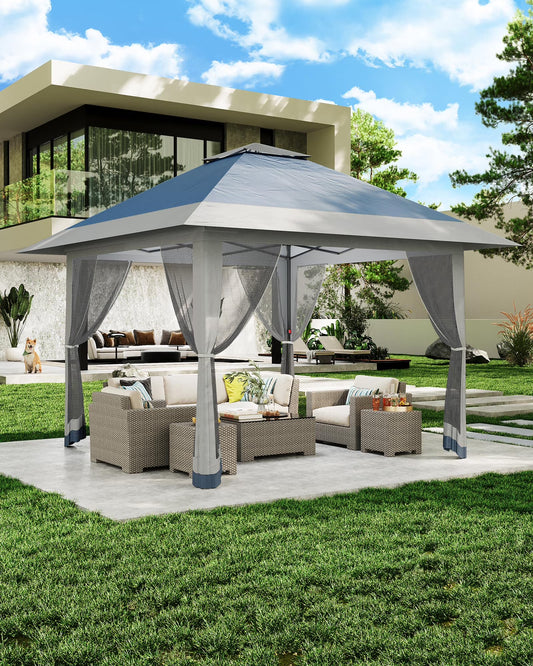 Accreate 13' X 13' Outdoor Patio Gazebo,Outdoor Canopy Tent with Mosquito Netting,Backyard Tent for Party, Wedding, Outdoor Dining, Patio, Backyard