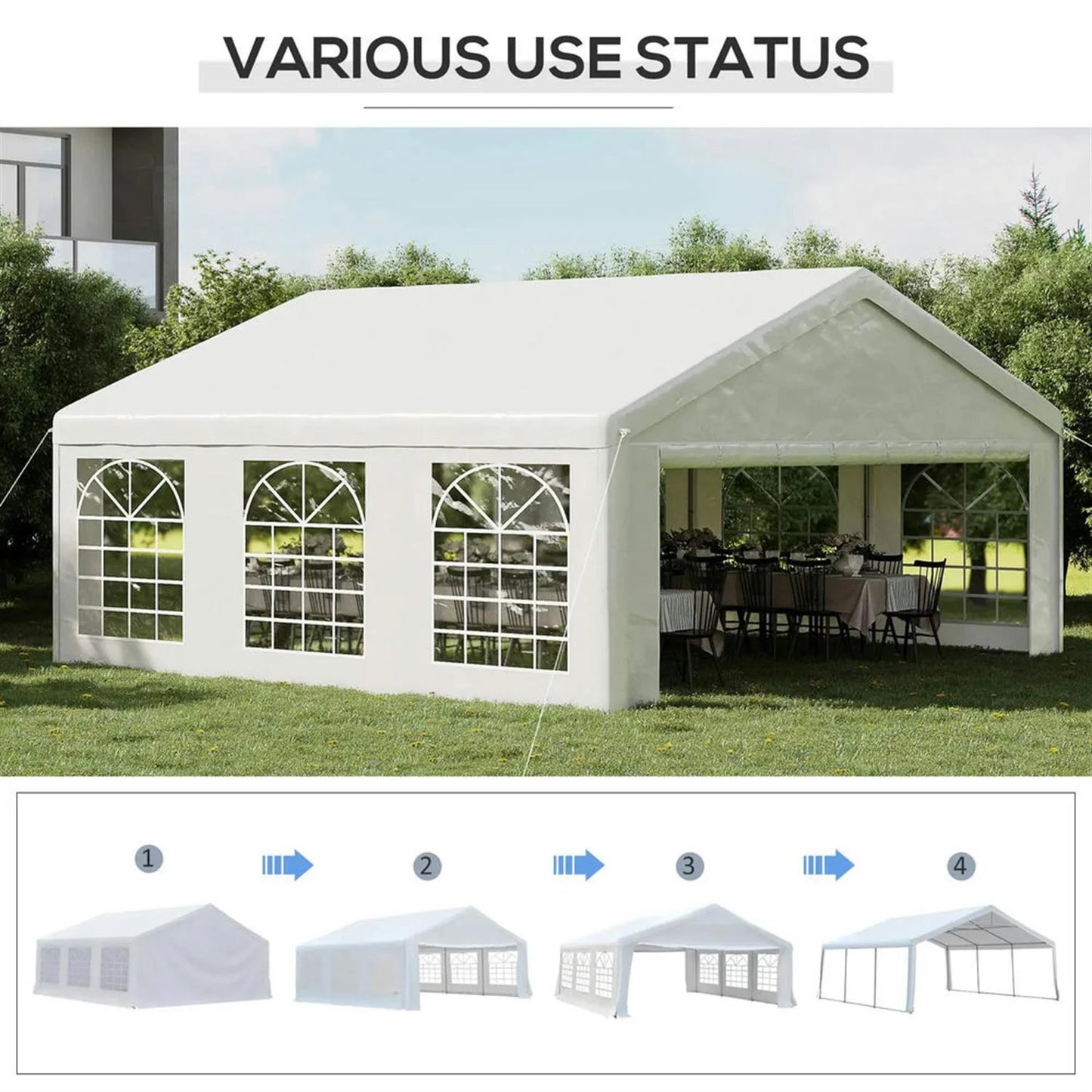 Demi Bonn 20 x 20 ft Party Tent, Wedding Tent, Outdoor Heavy Duty Canopy with Sidewalls, Patio Gazebo Pavilion Shelter Canopies for Event, White
