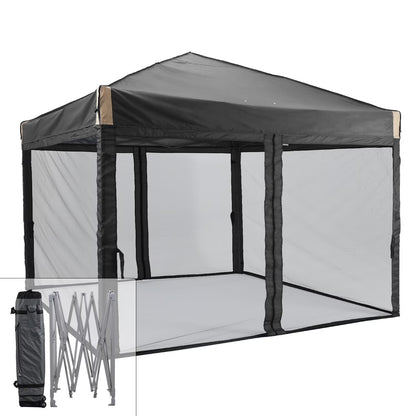 YUONAO 10x10 ft Pop Up Canopy Tent with Mesh Sidewalls, Portable Outdoor Shade Tent, Waterproof UV-Resistant Folding Gazebo for Backyard, Patio, Camping, Party(Beige)