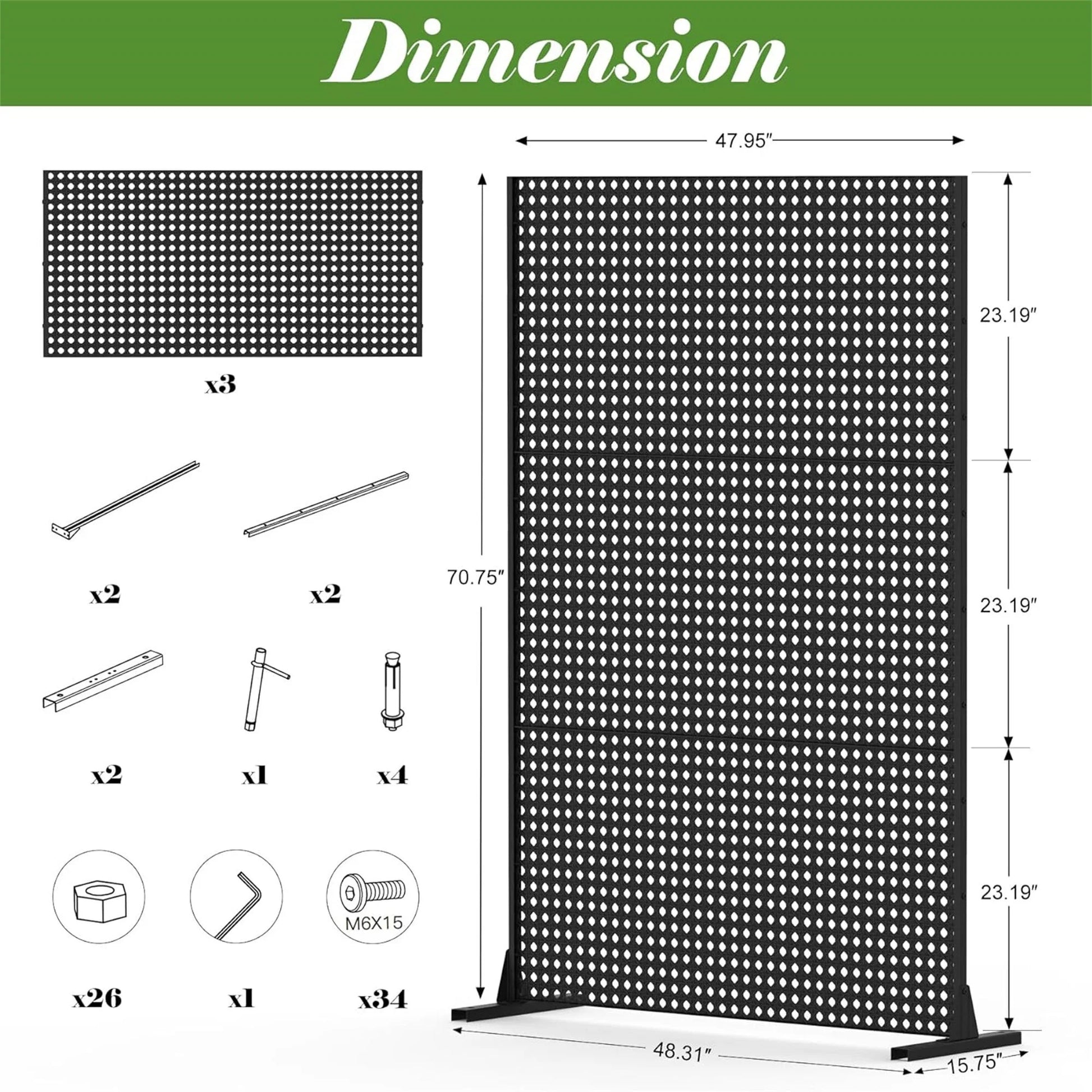 DUOSONG Metal Privacy Screen, Freestanding Outdoor Indoor Divider, Decorative Privacy Screen Panels For Balcony Patio Garden, Leaf-Shaped Black Steel Household Supplies & Dcor Privacy Screens