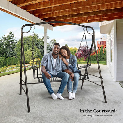 THJTDH Upgraded Metal Patio Porch Swing, 660 LBS Weight Capacity Steel Porch Swing Chair for Outdoors, Heavy Duty Swing Chair Bench for Gardens and Yards,Curved