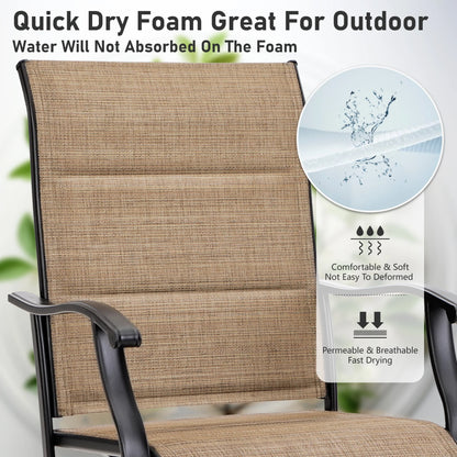 Summit Living 3-Piece Outdoor Patio Bar Stool Bistro Set, 1 Metal Bar Table and 2 Padded Bar Stool, Black & Brown
