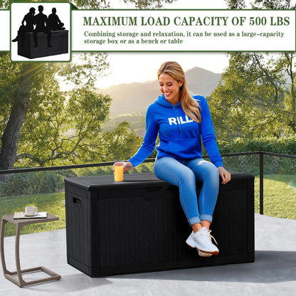 Homall 100 Gallon Outdoor Patio Box Deck Plastic Resin Storage Box Backyard, Black