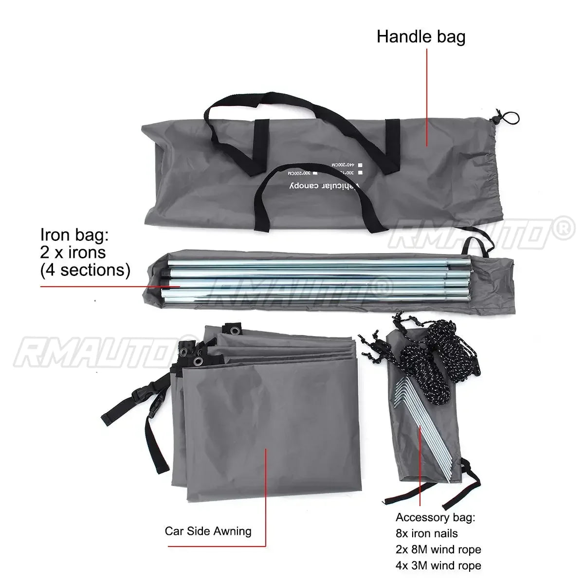 Portabl Car Side Awning Rooftop Tent Waterproof Side Tent Sun Shelter For Outdoor Camping Garden Patio Pool Exterior Part