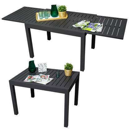 Kozyard Villa Outdoor Patio Metal Slate and Aluminum Rectangle Dining Table ( Gray )