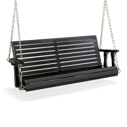 Zimtown Patio Wooden Porch Swing Swing Chair Bench Heavy Duty 880lbs with Hanging Chains for Outdoors,4 FT, Black