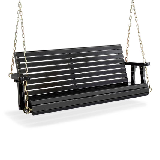 Zimtown Patio Wooden Porch Swing Swing Chair Bench Heavy Duty 880lbs with Hanging Chains for Outdoors,4 FT, Black