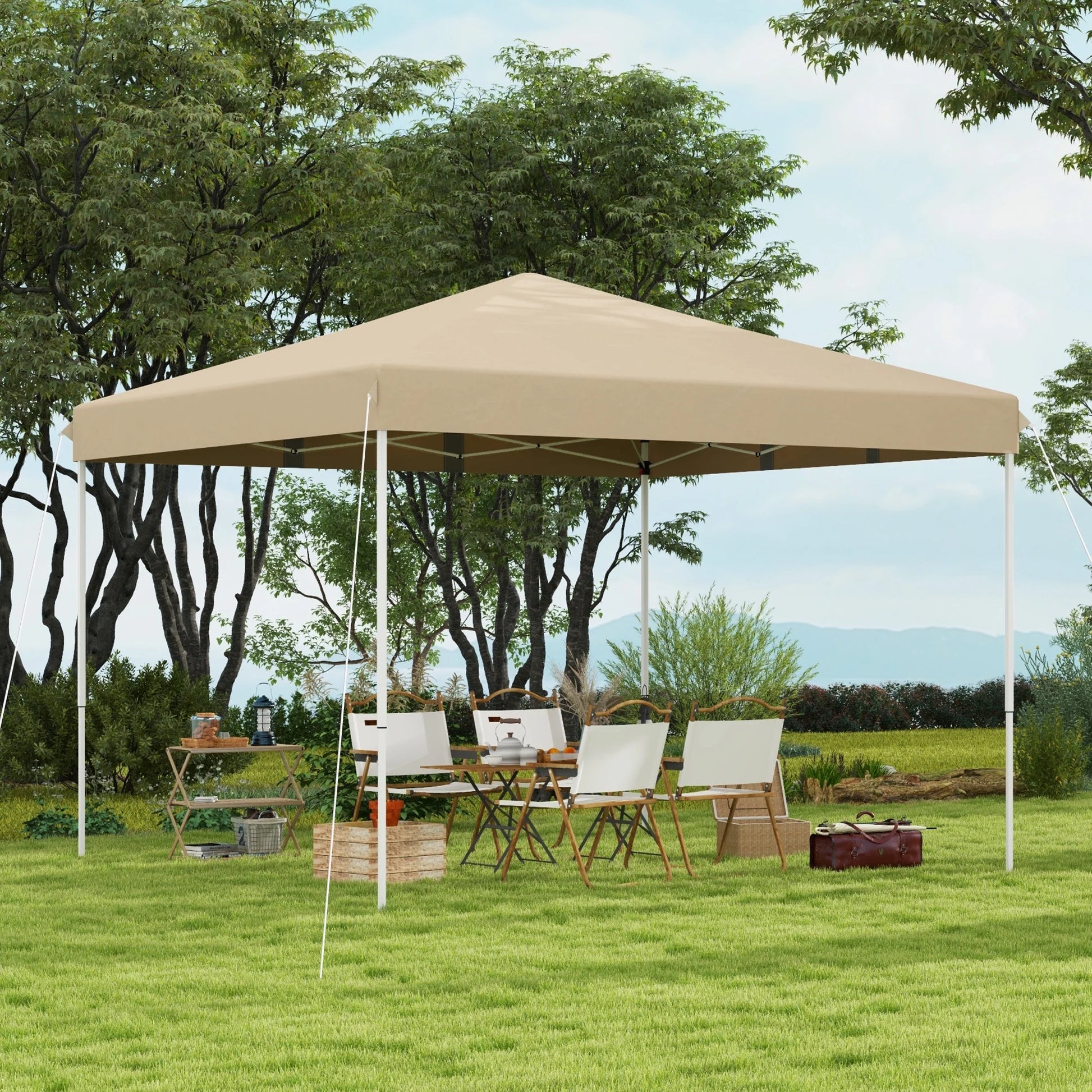 CoSoTower 13' X 13' Pop Up Tent, Instant Sun Shelter, Tents for Parties, Height Adjustable, with Wheeled Carry Bag for Outdoor, Garden, Patio, Parties, Beige