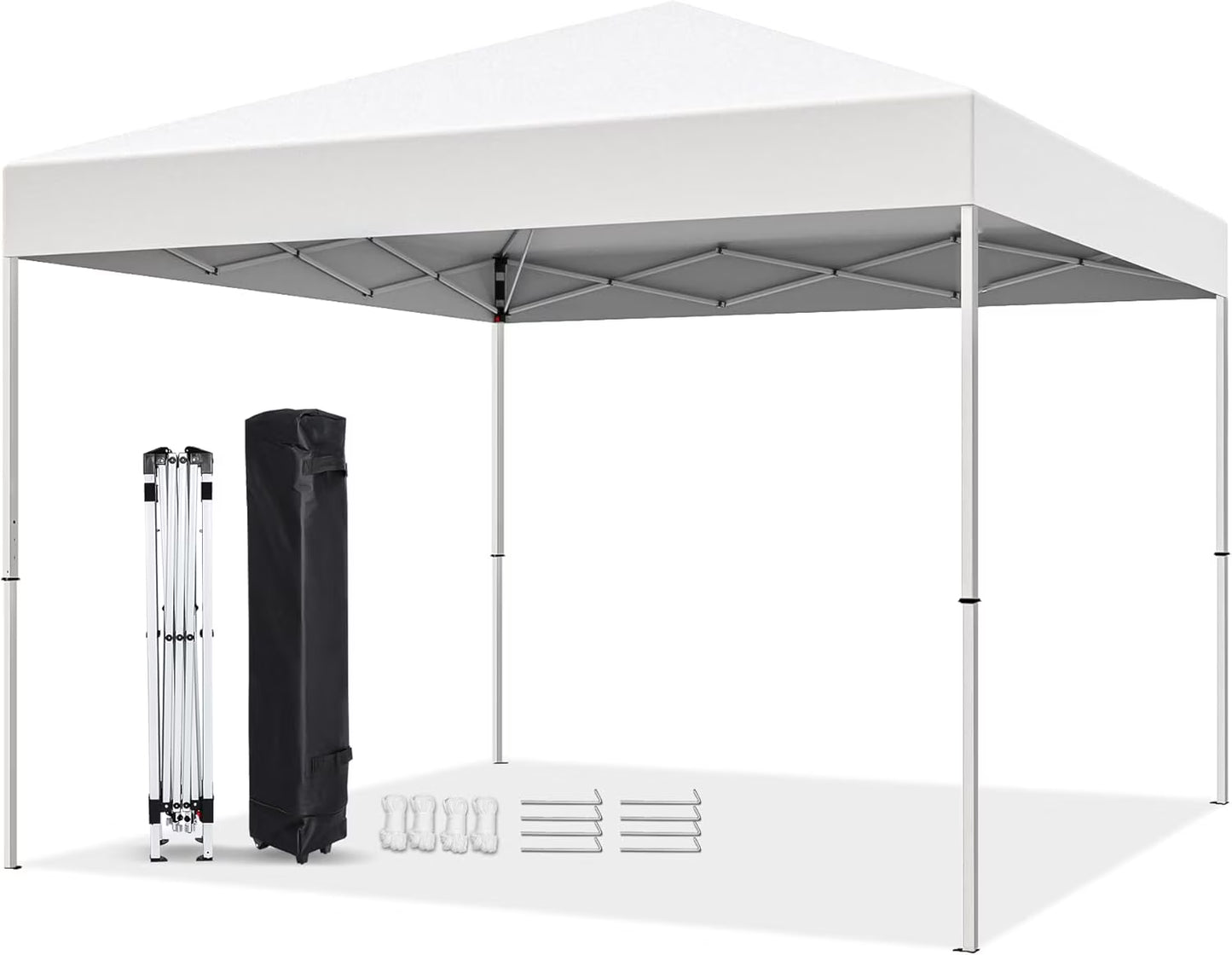 Puppys 10 X 10ft Pop Up Canopy Tent Easy Set up Outdoor Instant Straight Legs Portable Gazebo Shelter with Wheeled Bag for Camp Beach Patio and Garden (Blue)