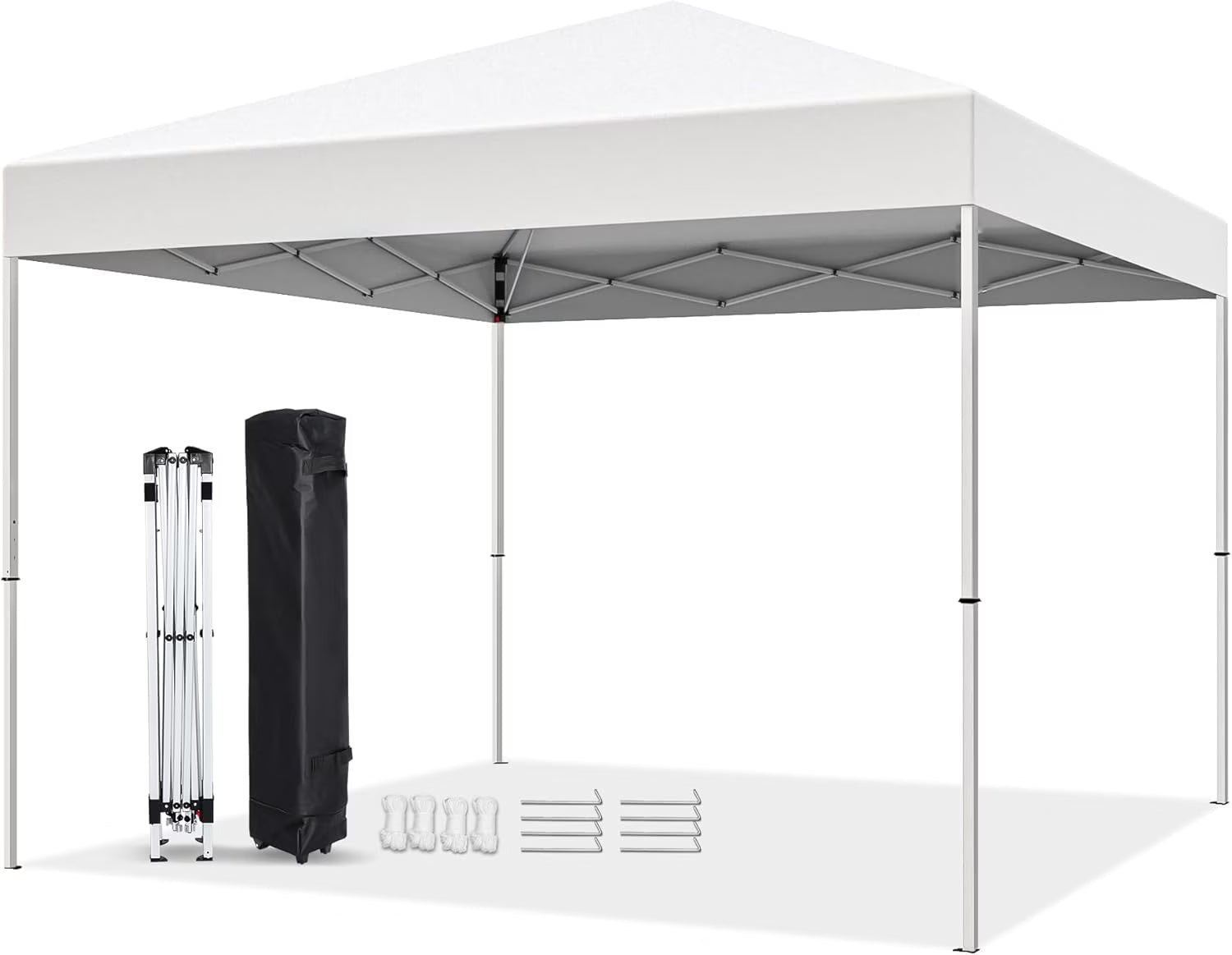 Puppys 10 X 10ft Pop Up Canopy Tent Easy Set up Outdoor Instant Straight Legs Portable Gazebo Shelter with Wheeled Bag for Camp Beach Patio and Garden (Blue)