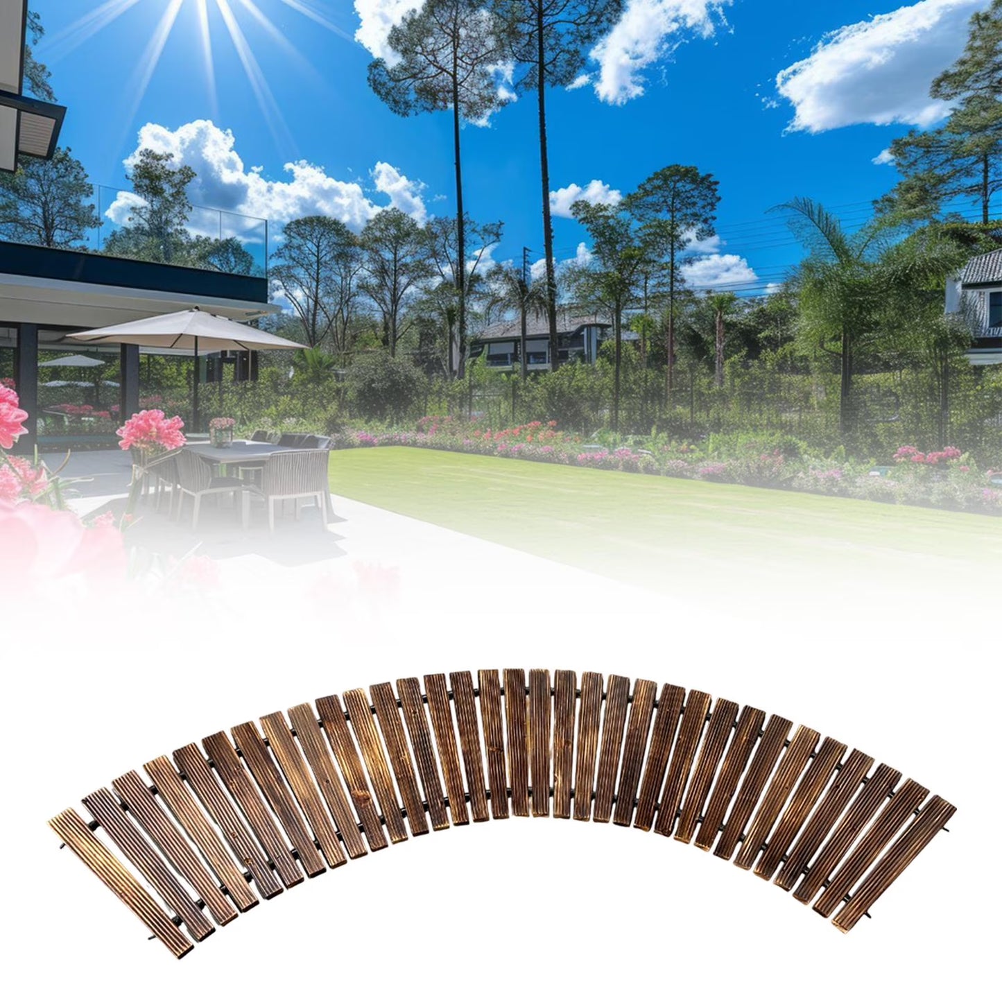 koolsoo Wooden Garden Pathway Beach Boardwalk Yard Patio Path for Garden Party Patio