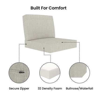Covers& All Outdoor Sunbrella Deep Seat Cushion Set, Water, UV & Fade Resistant Patio Chair Cushions, High-Density 5" Thick Seat & Back Cushions for Outdoor Furniture