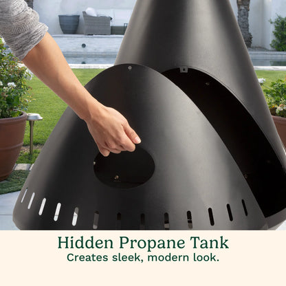 Cuisinart Chimenea Propane Fire Pit, 40,000 BTU Adjustable Gas Fire Pit for Patios, Includes Lava Rocks, Directional Heat Shield and Push to Start Ignition