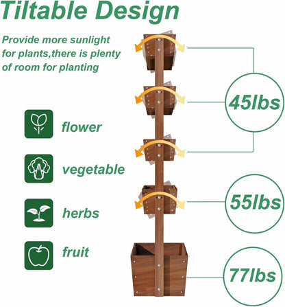 Wilk 33.7? x 17.7? x 46? Raised Garden Bed, 3 Tier Vertical Elevated Wood Planter Box Stand for Backyard, Patio, Balcony