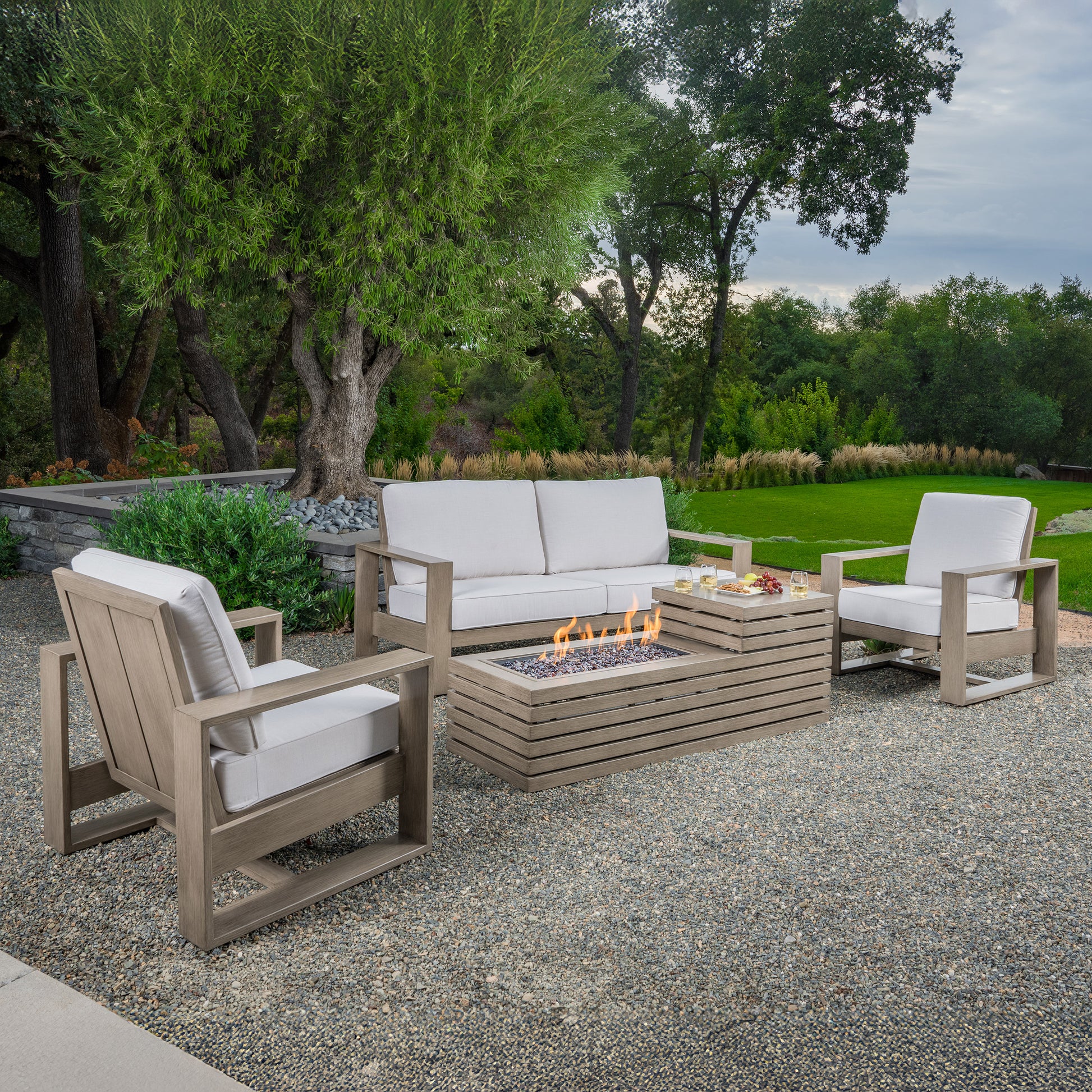SunVilla Clifton 4-piece Fire Outdoor Patio Seating Set