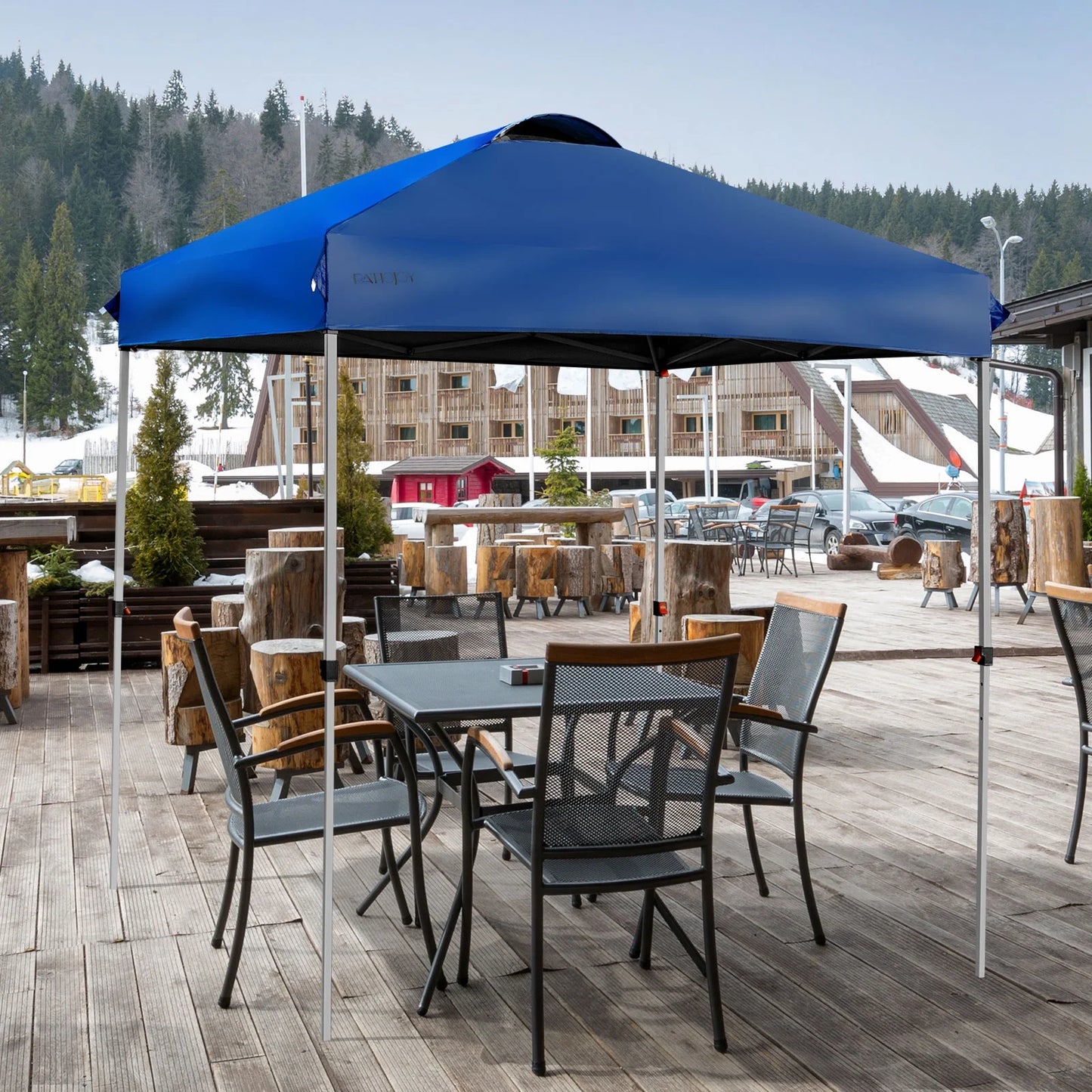 Patiojoy 6.6 x 6.6 Pop-up Canopy Tent Outdoor Camping Sun Shelter w/Portable Roller Bag & 4 Weight Bags Blue
