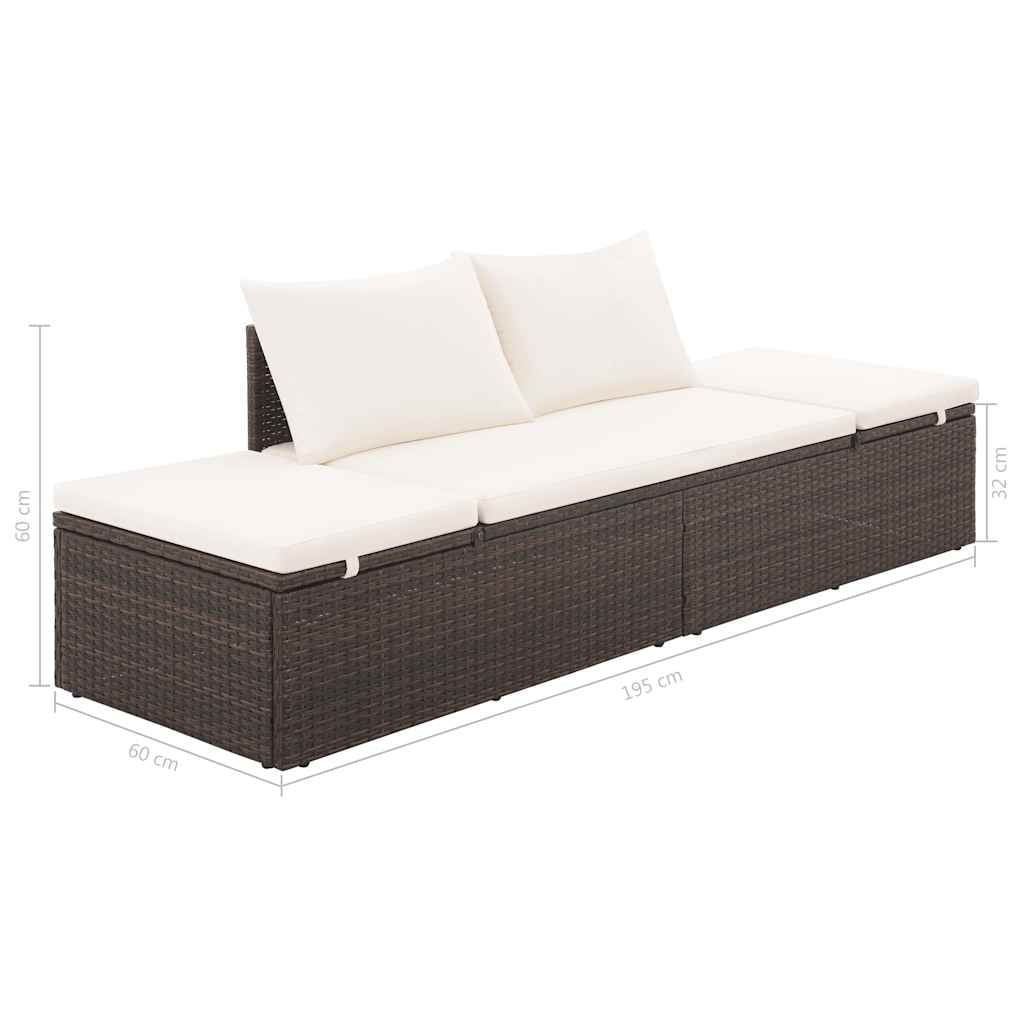 vidaXL Patio Bed Outdoor Daybed Sofa Lounge Chair Patio Furniture Poly Rattan