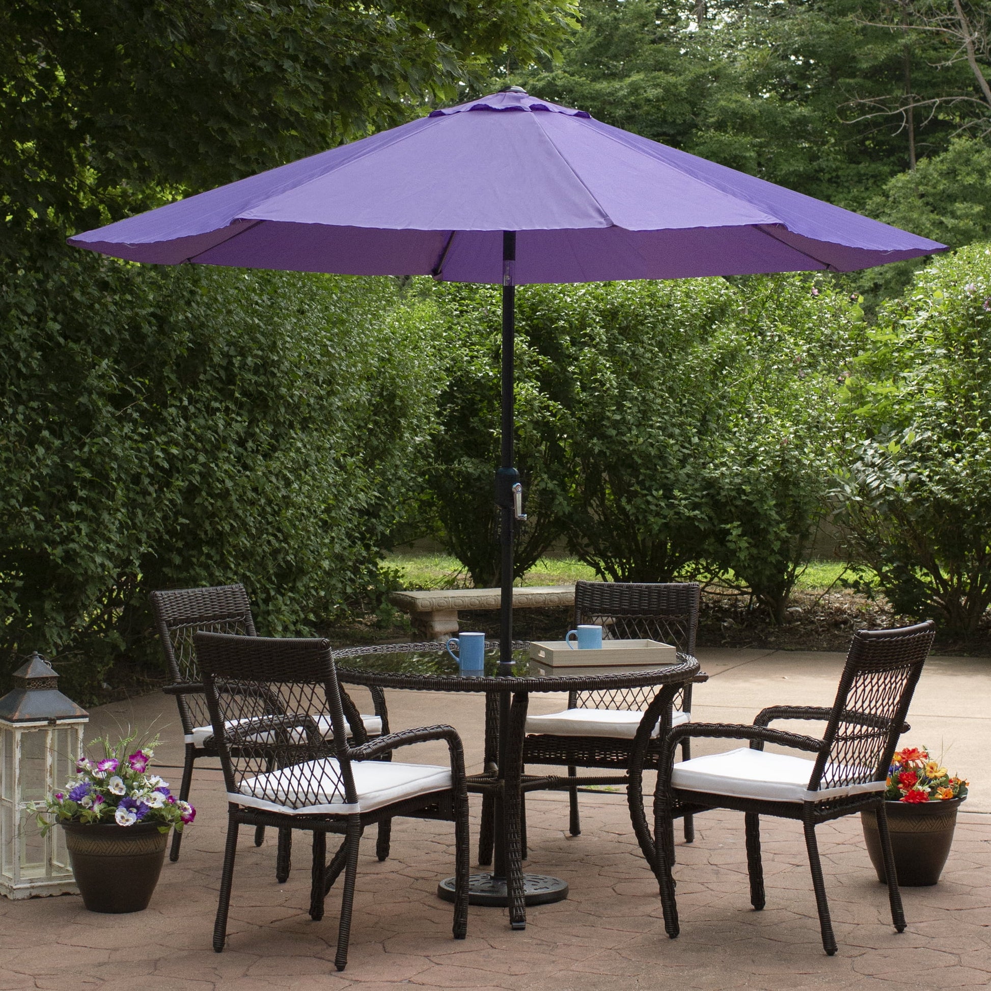 Northlight 9ft Outdoor Patio Market Umbrella with Hand Crank and Tilt, Purple