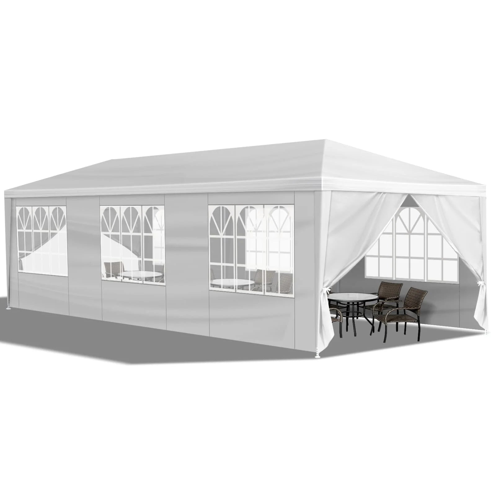 10'x30' Canopy Tent, Canopy Party Tent with 8 Removable Sidewalls,Waterproof Gazebo Tent for Patio/Outdoor/Wedding Parties and Events, White