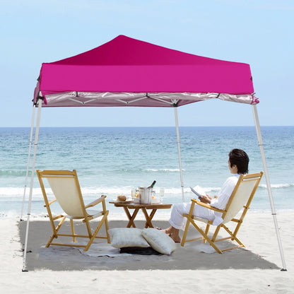 6x6ft Pop Up Canopy Tent - Portable Waterproof Gazebo for Camping & Patio Use, Easy Setup with Carry Bag & Slant Legs, Pink