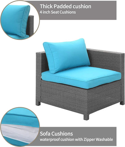 Ainfox 2 Pcs Outdoor Patio Furniture Sofa Set Clearance, Blue