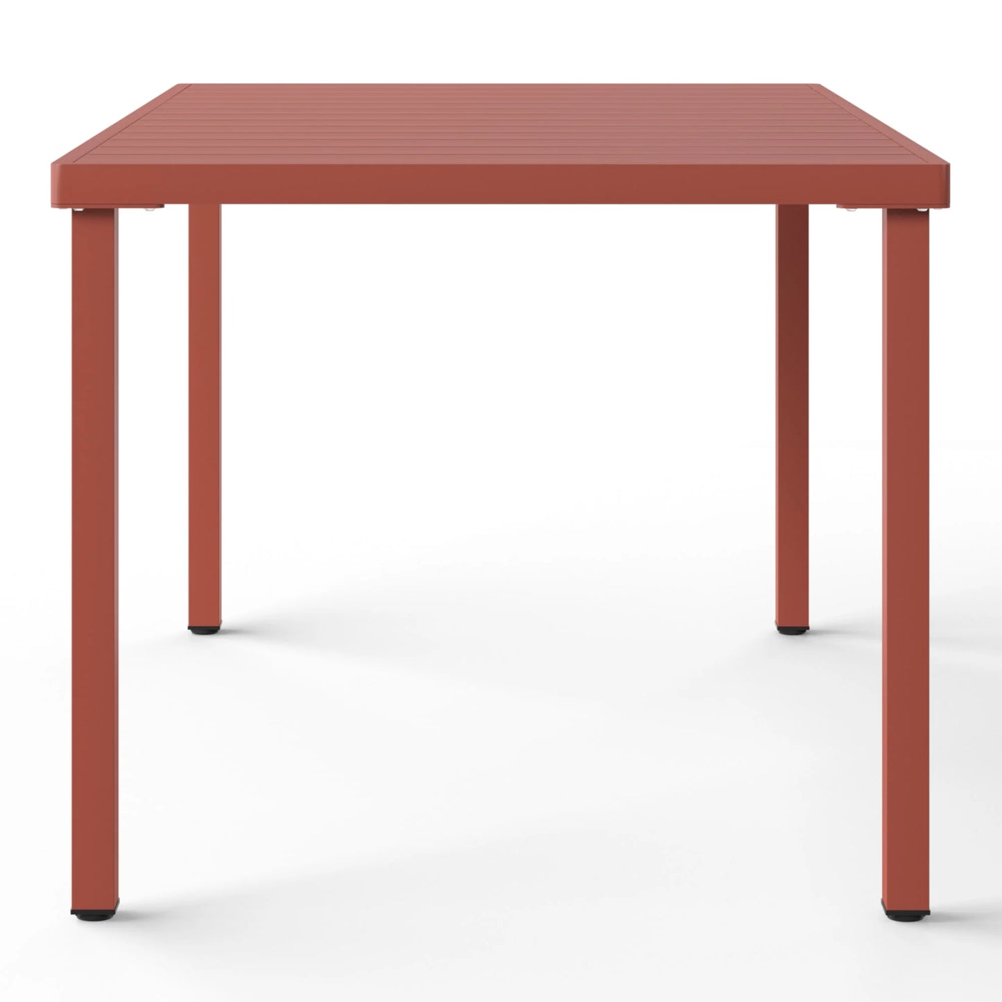 WestinTrends Playa 7-Piece Outdoor Rectangular Metal Patio Dining Table Set With Stackable Patio Dining Chairs, Red