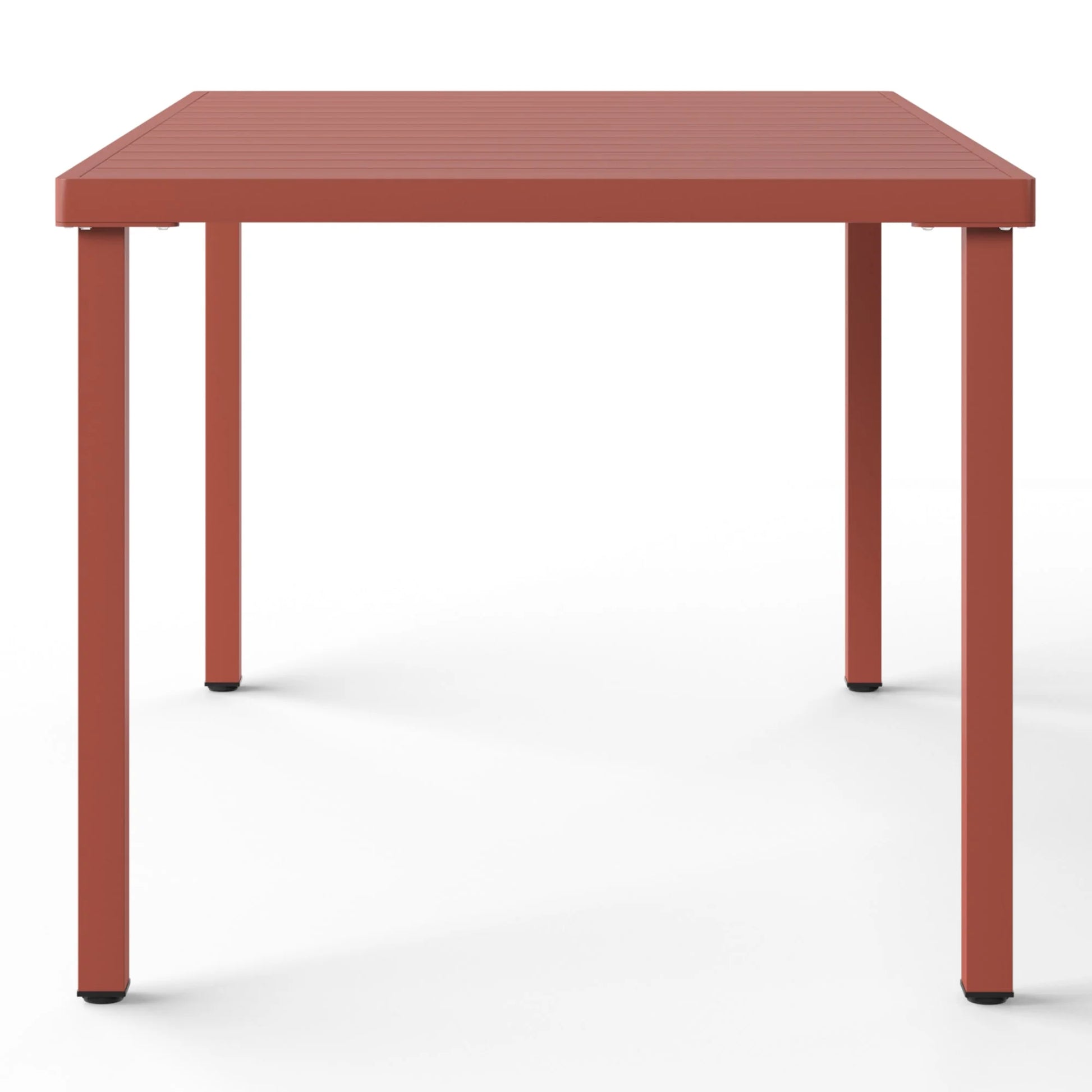 WestinTrends Playa 7-Piece Outdoor Rectangular Metal Patio Dining Table Set With Stackable Patio Dining Chairs, Red